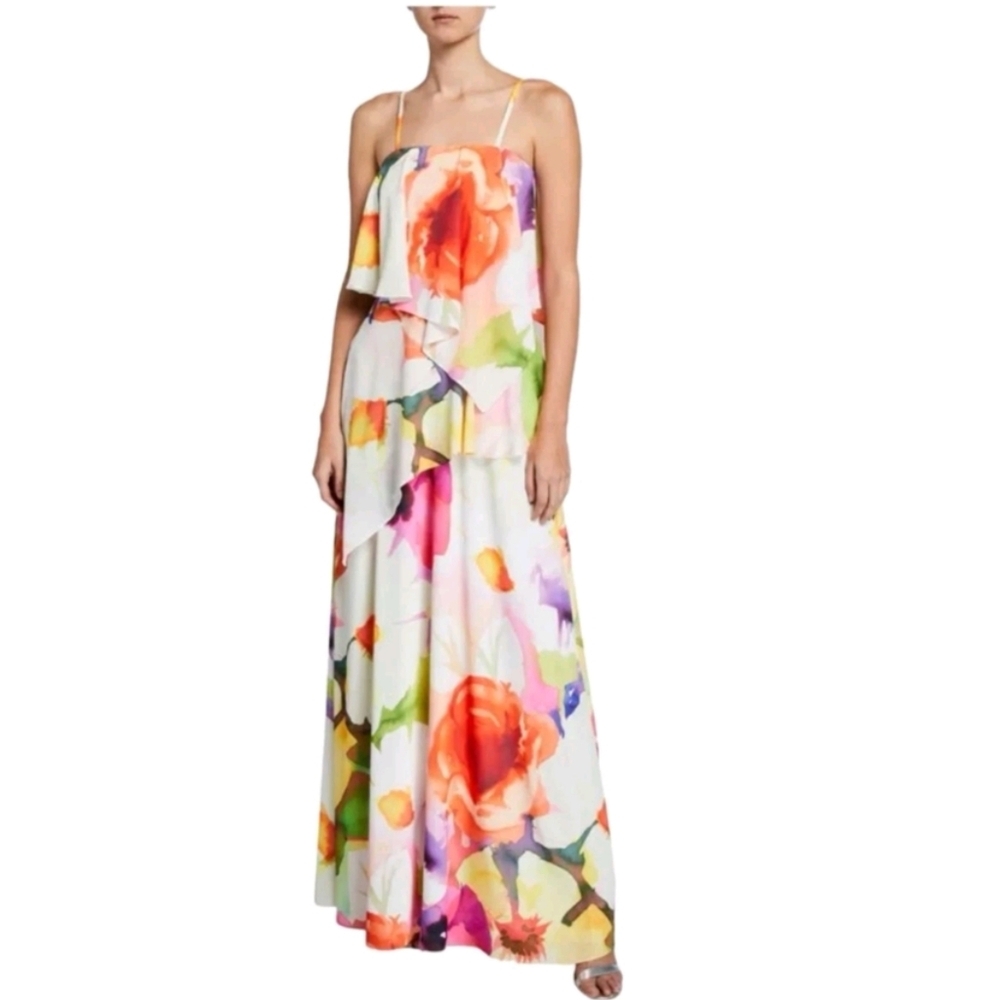 Josie Natori Eden Tiered Sleeveless Maxi Dress